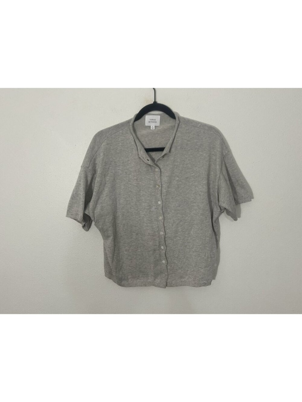 Things Between Gray Button Down Short Sleeve Toby Cardigan Size Small